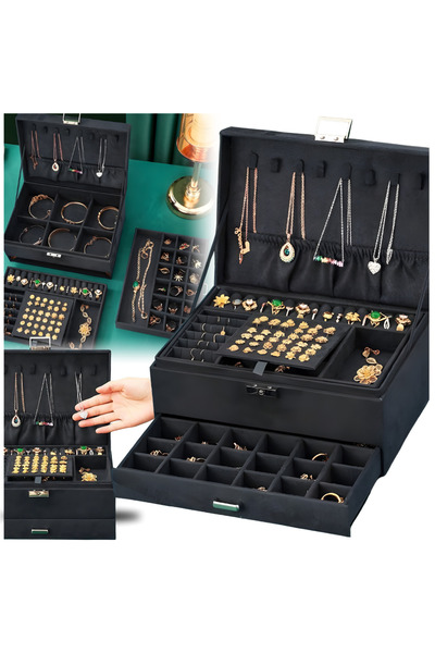 Other Cufăr de bijuterii, cutie cadou spațioasă, bijuterii negre