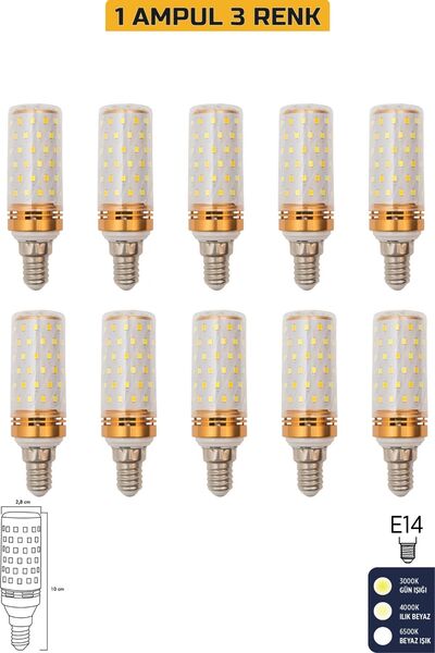 Heka Mısır Şeffaf 10W Üç Renkli E14 LED Ampul ERD-306
