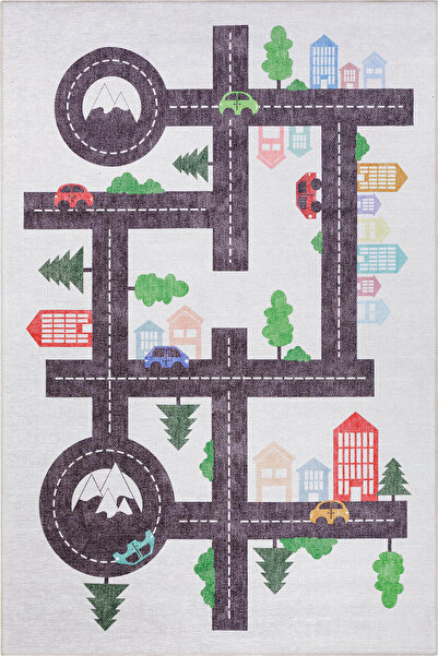 ARTLOOP Minor Dokuma Taban Dekoratif Beyaz Arabalı Çocuk Halısı AL 407