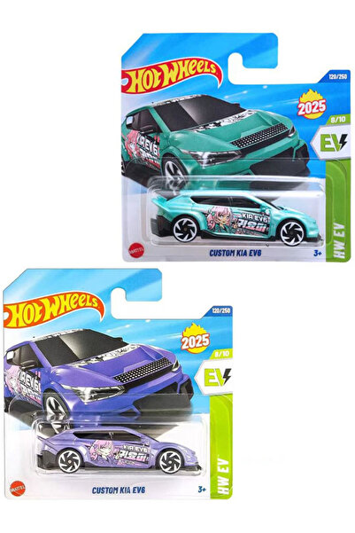 HOT WHEELS 2 Araç Kia Set - Custom Kia EV6 - Mor & Turkuaz (1/64)