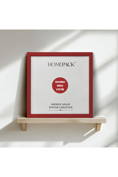 HOMEPACK 30X30 cm Red Wooden Framed Poster Frame, Blank Frame, Red-Frame-30X30