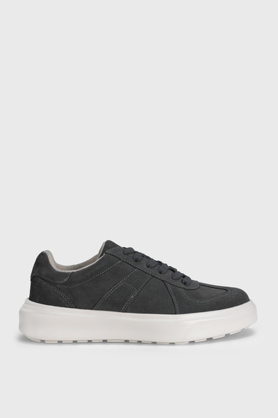 Lufian Jaques Men's Leather Sneaker Shoes Dark Gray