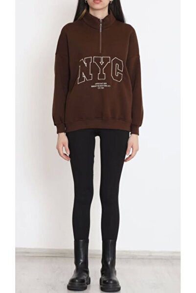 CAN ÇAPAR guler ridicat Hanorac unisex cu fermoar în față, broderie NYC, supr...