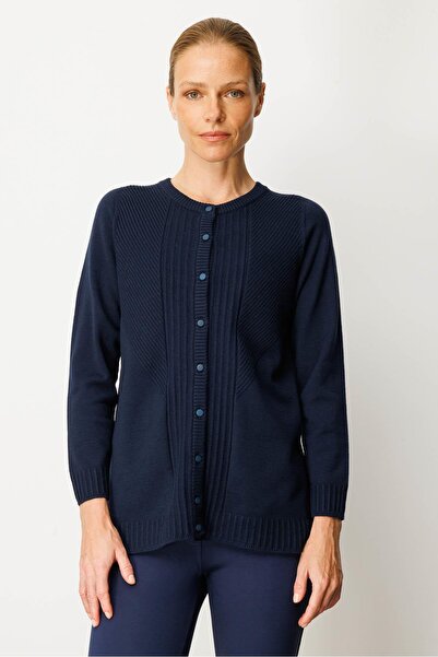 Desen Triko Γυναικεία ζακέτα με λαιμόκοψη ουράλινγκ, μακριά μπροστινή μέρος, ...