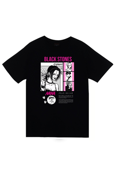fame-stoned Black Stones Nana Printed Unisex 100% Cotton Black T-Shirt
