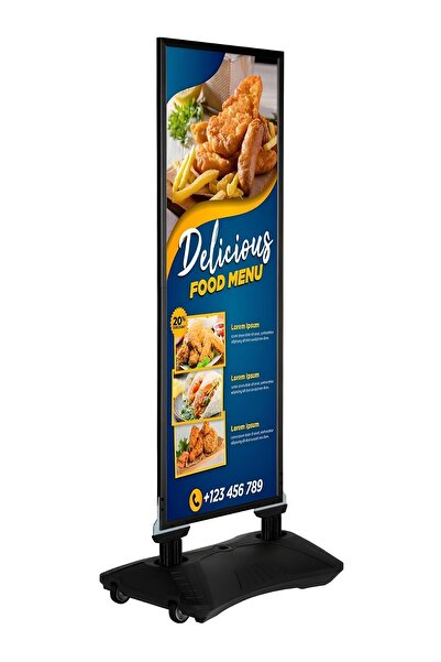 ÖzgürceSeç WindPro Slim Siyah Tek Kat Kaldırım Reklam Panosu Ayaklı Poster Pa...