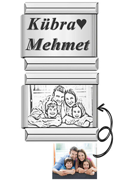 Takı Dükkanı 2 Adet Kişiye Özel İsim Yazılı ve Resim Baskılı Ek Uzatma Çelik ...