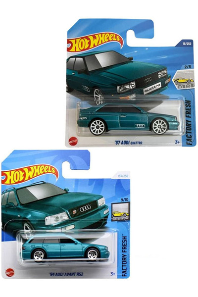 HOT WHEELS 2 Araç Audi Set - 94 Audi Avant Rs2 & '87 Audi Quattro (1/64) Turkuaz