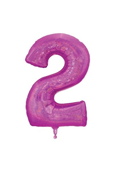 SHOPIENS Balon Petrecere Nr. 2, Fucsia Holografic, 60cm, din Folie de Aluminiu