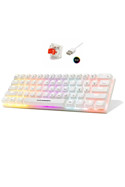 TEKMAKG RGB Mekanik Oyuncu Klavyesi - 61 Tuş, Red Switch, Anti-Ghosting, Beyaz