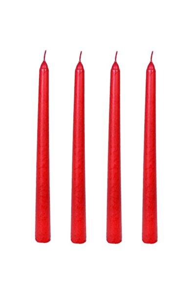 SHOPIENS Set 4 candles for candlestick Shopiens®, red, 25 cm