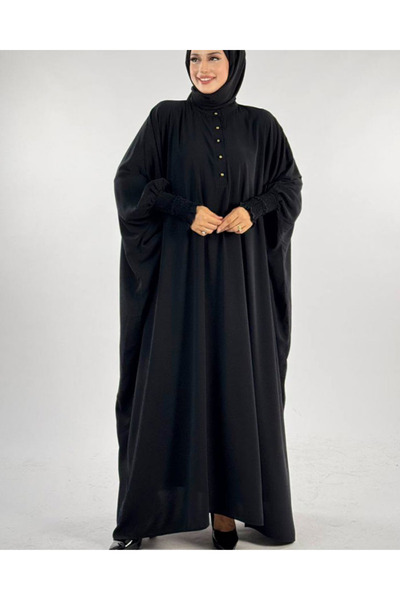 Bilenler Button Detailed Batwing Sleeve Medina Silk Cilbab