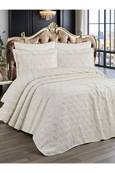 Online Home Market 3 Piece Double Pique Set (2 Pillowcases 50X70 and Pique Bed Sheet 240X260Cm)