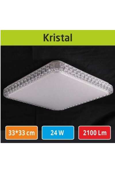 tanıdıkelektrikçi Sıva Üstü Led Panel 24W 33X33 cm çapında Model Kristal Led Avize Beyaz Işık