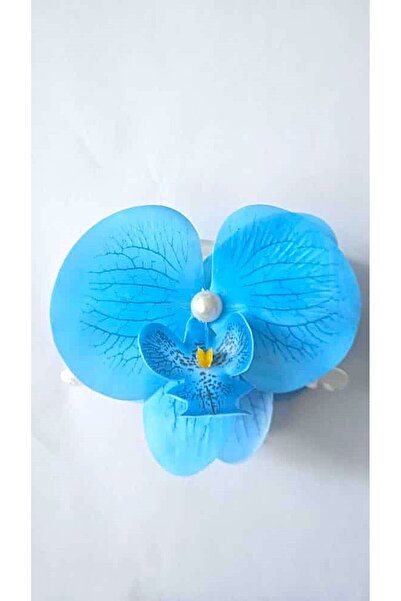 cityvision Cataramă cu flori de orhidee, culoare albastru electric, 10 cm, cu două fețe, 1 bucată