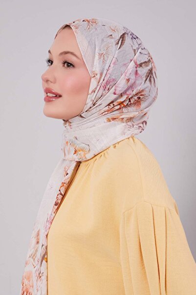 Levidor Bej Güllü Desen Pamuk Şal