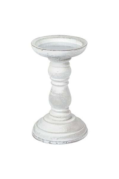 SHOPIENS Support for Candle in Wood by Shopiens®, Chalk White Finish, 17.5 x 10.5 cm