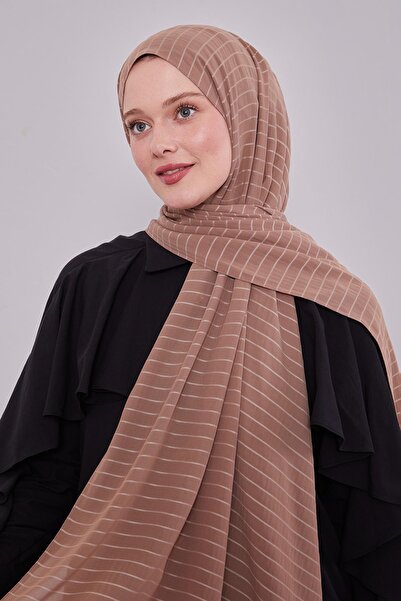 Levidor Α. Καφέ ριγέ κασμίρι σάλι