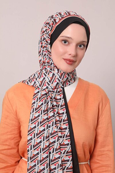 Levidor Μαύρο-πορτοκαλί ζιγκ-ζαγκ σχέδιο Club Shawl