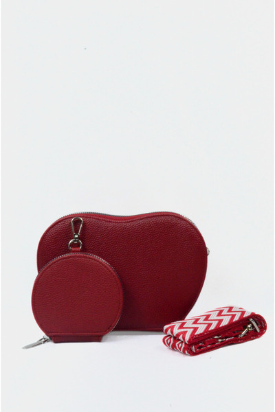 Mazel Design Mazel Leather Zippered Mini Wallet Red Heart Model Imported Women's Hand, Arm and Shoulder Bag