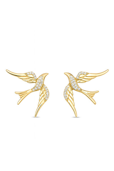 neslyaccessories VIP Seri 14K Gold Kırlangıç Küpe