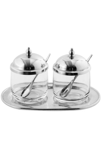 The Kings Pewter Kalay-Cam Tepsili Reçellik Seti