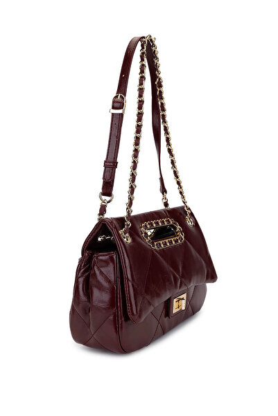 Tamer Tanca Women's Faux Leather Burgundy Shoulder Bag