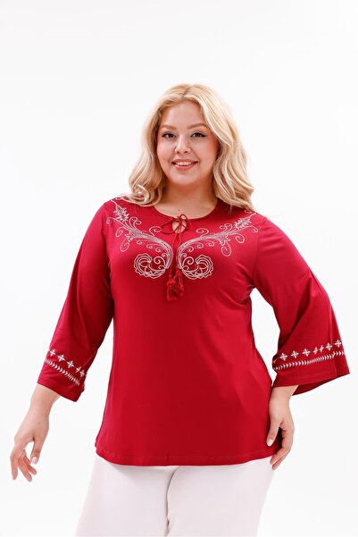 Siyezen Plus Size Shawl Pattern Spanish Sleeve Blouse