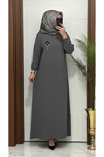 modasura 9911 K60 GRİ BAKLAVA desen taşlı aerobin kumaş Büyük beden elbise ye...