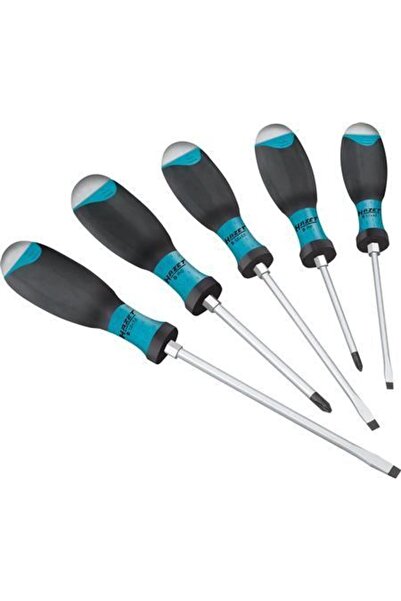 HAZET Set of 5 impact screwdrivers HZ810U-1/5, with straight and cross profile, satin-finished shaft
