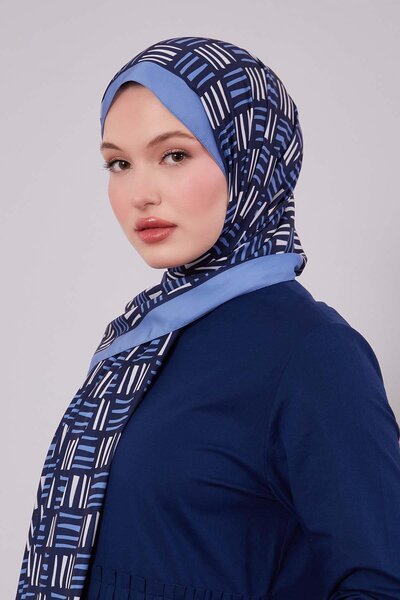 Levidor Blue Square Line Pattern Club Shawl