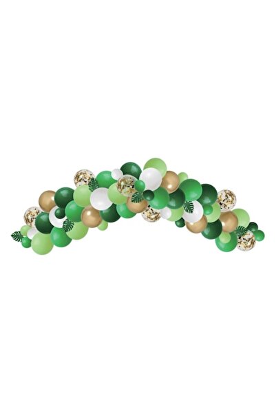 SHOPIENS Set decorativ pentru petrecere cu 60 de baloane verzi și aurii