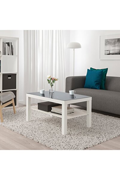 IKEA LACK Glass top, marble effect/black, 118 x 78 cm