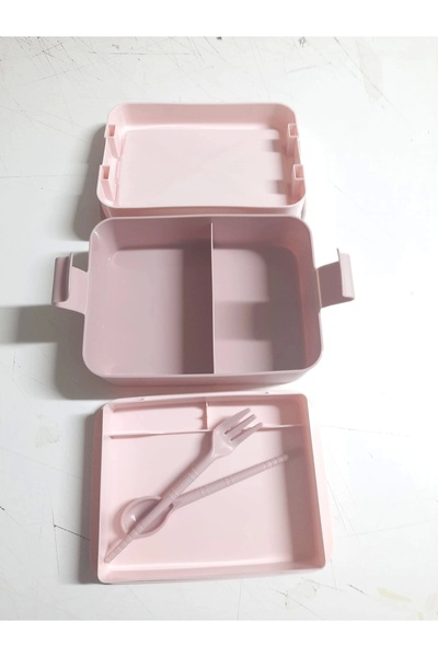 ÇERÇİCİ Nutrition Bowl with Handle 2 Compartments Diet Bowl with Latch - Includes Fork and Spoon