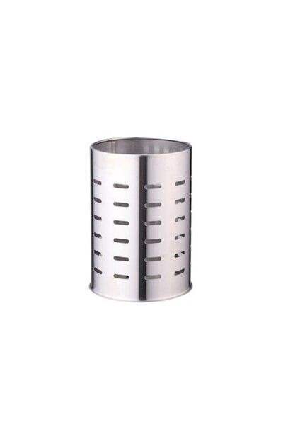 SHOPIENS ® Metal Cutlery Holder, Ø 12.8 x H 18 cm, Gray