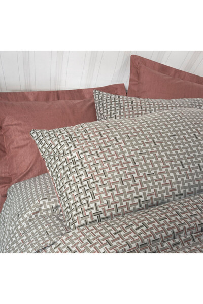 Cotton Box Bedding set 129CTN4849, 100%cotton, 4pc,Duvet200x220,Sheet160x200+30,Pillow50x70,Gray/red
