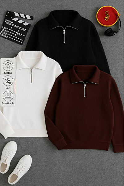 COMBİNE MİCHAİL Мъжка суитшърт с половин цип, 3 джоба и свободна кройка