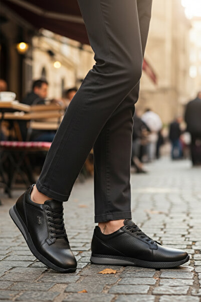 Fosco Black Floter Genuine Leather Men's Casual Shoes 3235 m