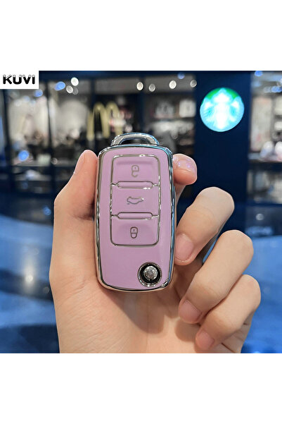 Choice5 Purple TPU Car Flip Key Case Cover Shell For Volkswagen VW Polo Golf ...