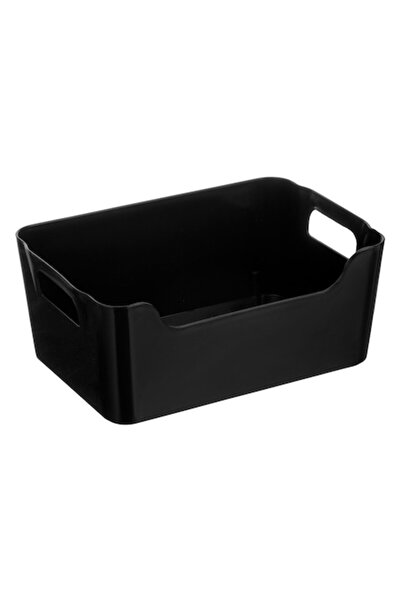 SHOPIENS Black Plastic Storage Basket with Handles Shopiens®, 1.8 L