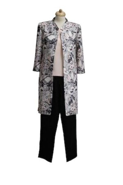 Tyana Art Compleu jacheta cu top si pantaloni, multicolor/floral, marime 38