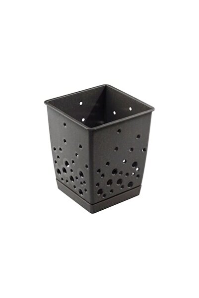 SHOPIENS Suport pentru tacâmuri din plastic, 11 x 11 x 13,6 cm, negru