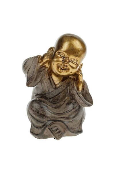 SHOPIENS Decorative Ceramic Figurine Table Shopiens®, Ethnic Monk 'I Can't Hear', 16 cm
