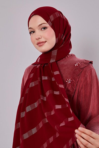 Levidor Burgundy Self-Striped Dream Shawl