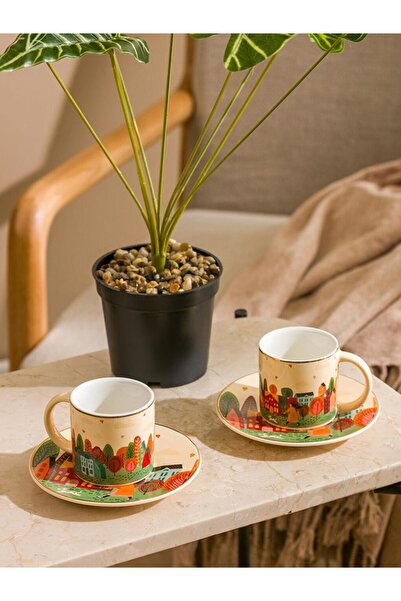 LC Waikiki Baskılı 2 Kişilik Porselen Kahve Fincan Takımı 90 Ml (W5)