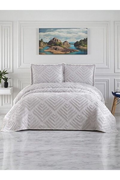 Online Home Market 3 Piece Double Pique Set (2 Pillowcases 50X70 and Pique Bed Sheet 240X260Cm)