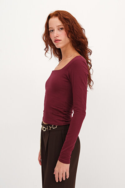 Addax Square Neck Basic Blouse B1847
