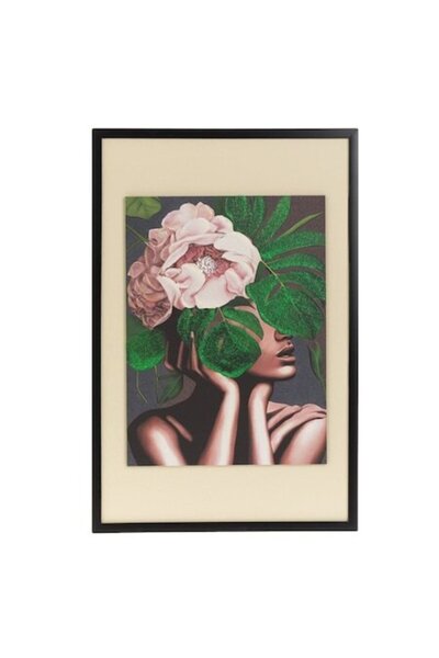 SHOPIENS Ελαιογραφία "Γυναίκες με Λουλούδια" σε καμβά 40x60εκ. με Μαύρο Πλαίσ...