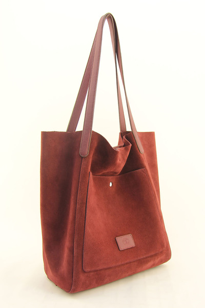 HNB Women's Burgundy Genuine Suede Leather Hobo Large Shoulder Bag