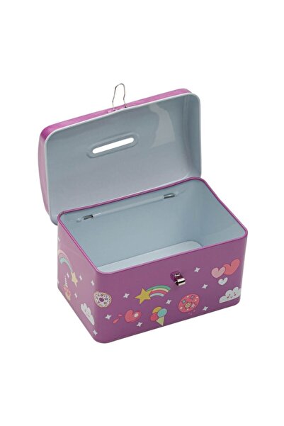 SHOPIENS Metal Piggy Bank for Kids with Lock, Unicorn Design - 12.5 x 8.5 x 7 cm